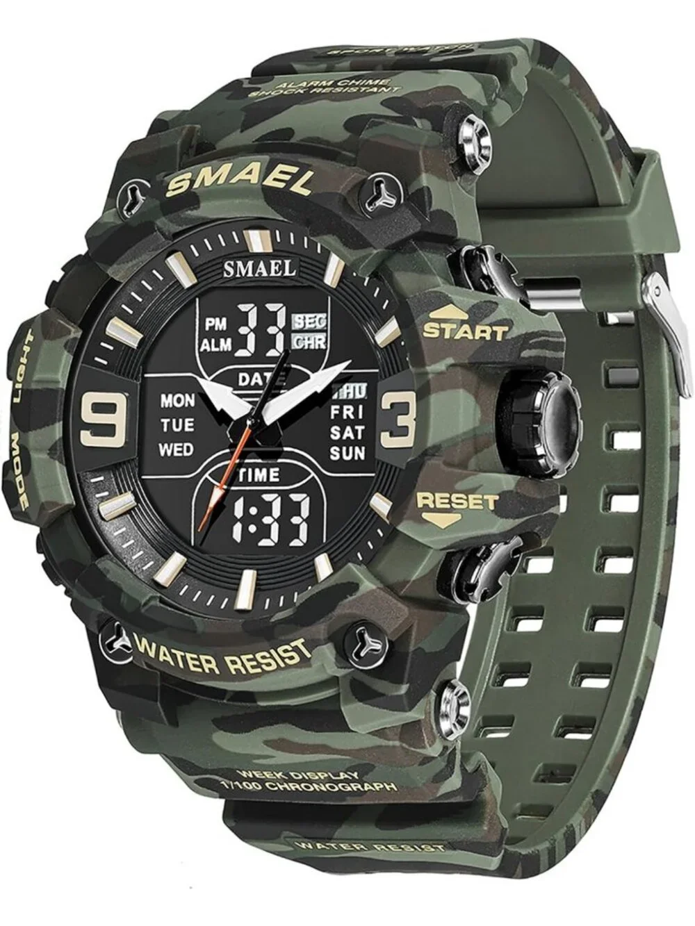 Men's Tactical Analog Digital Sport Watch - 50M Waterproof Outdoor LED Timepiece